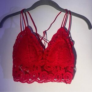 PINK Victoria’s Secret Elegant Red Lace Bralette XS